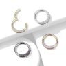Hængslet ring af kirurgisk stål med fem sten Piercing - Danmark
