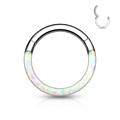 Ring af titanium med hængsel og opalfront