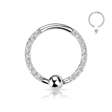 Kuglering af titanium med fremadvendte sten på hver side