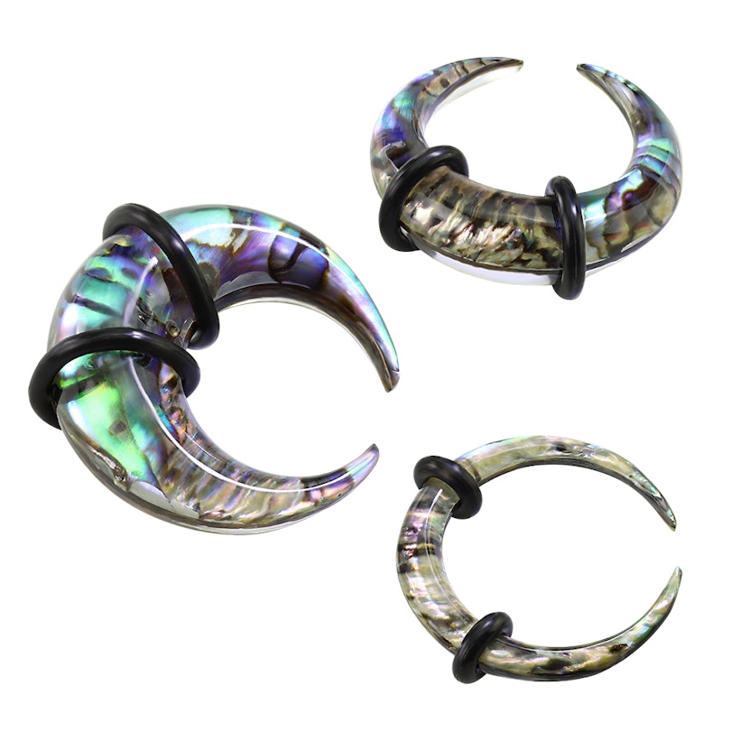 C-formet taper i akryl med abalone og o-ringe Piercing - Danmark