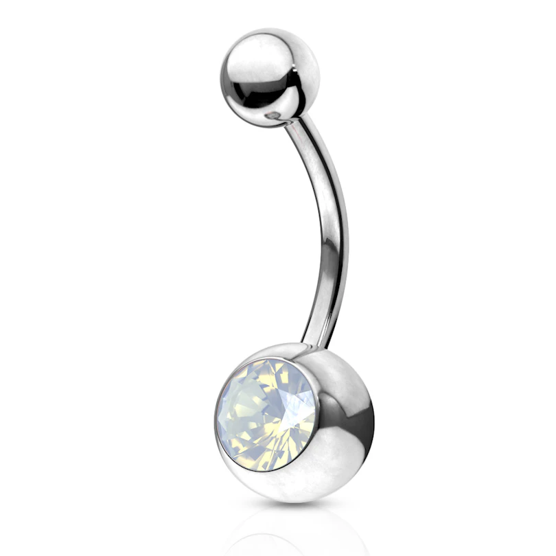Navlepiercing med sten af opalite