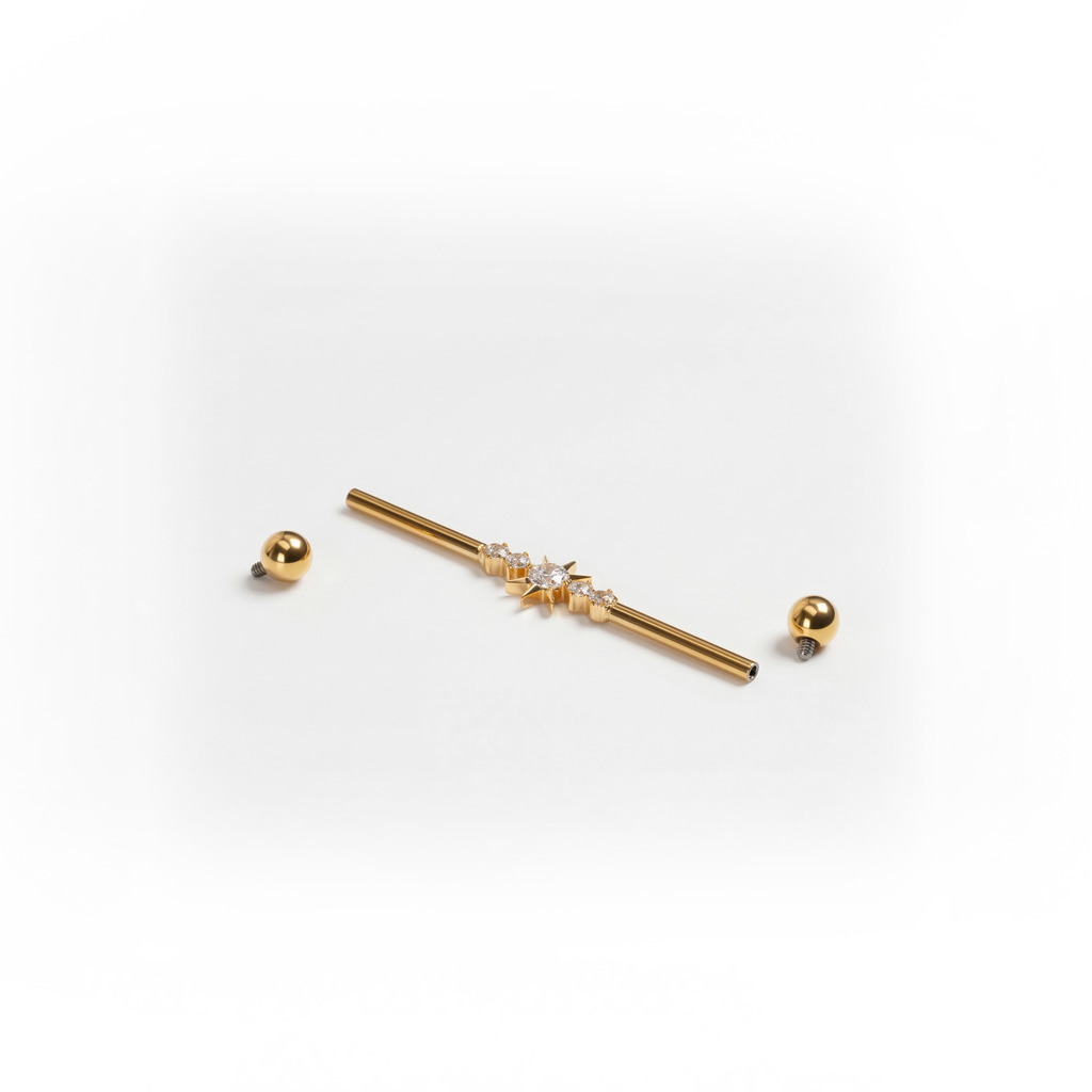 Industrial-stav af titanium med stjerne og sten i midten