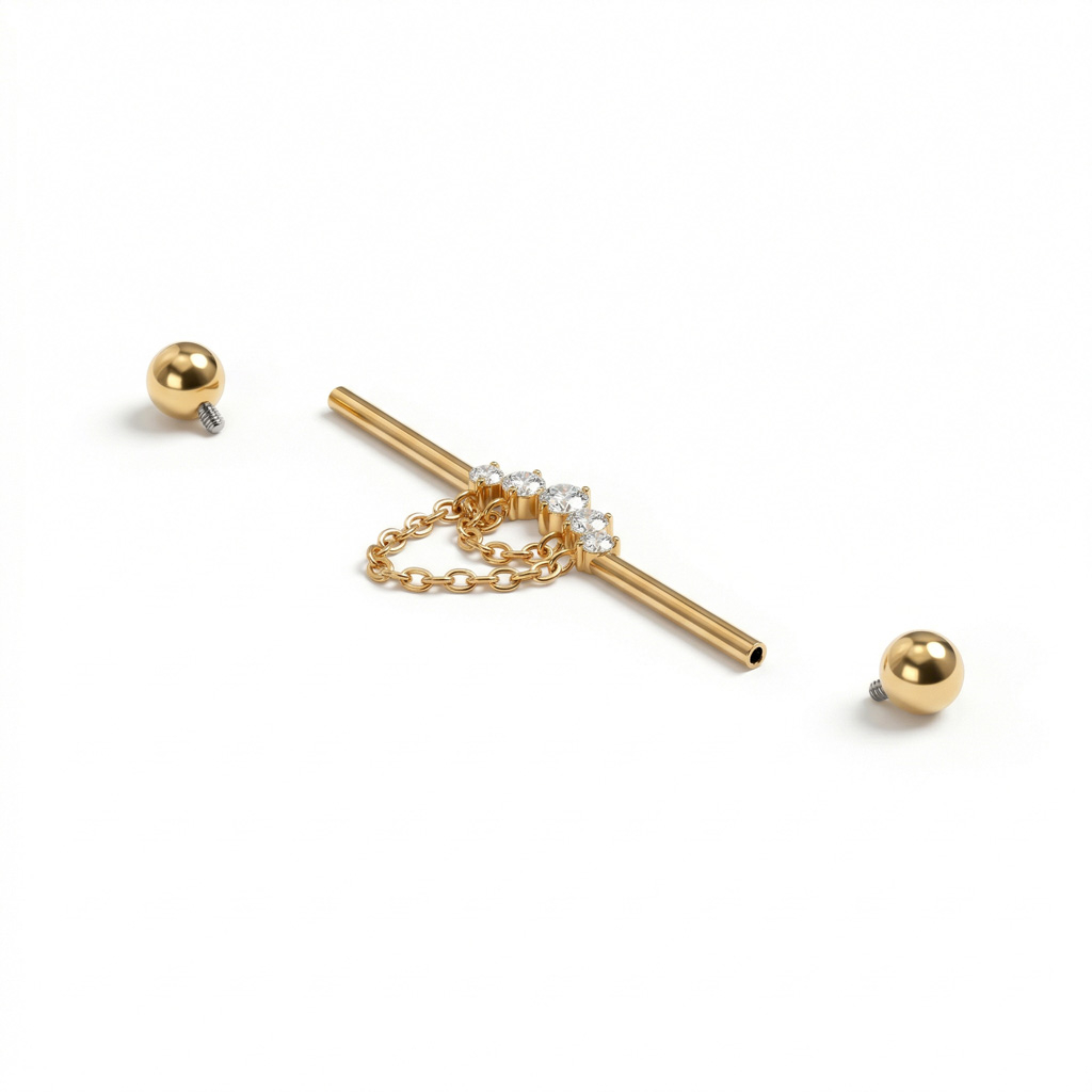 Industrial-stav af titanium med sten og kæder