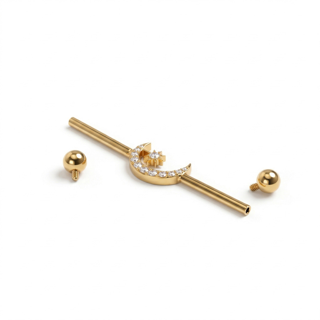 Industrial-stav af titanium med måne og stjerne i midten