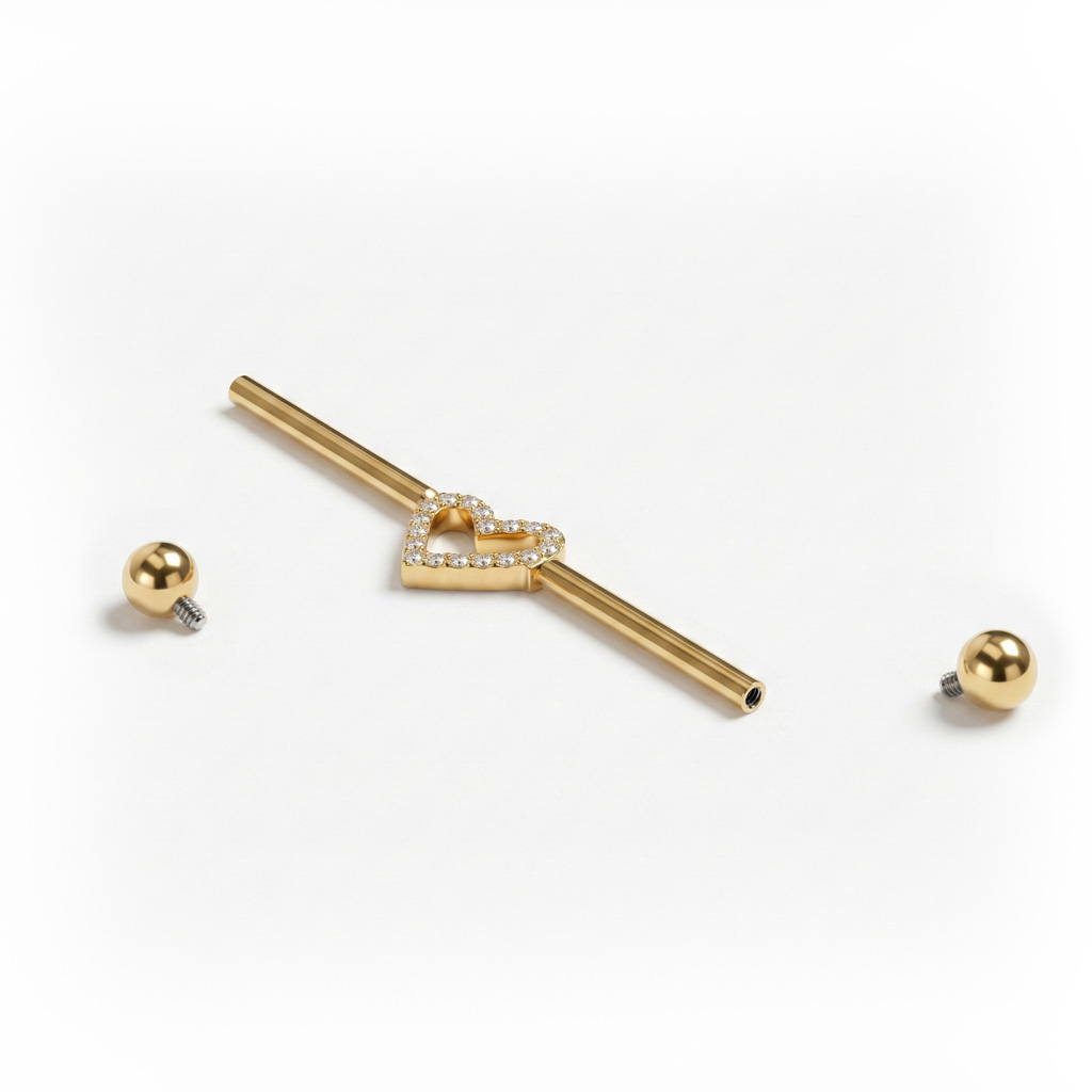 Industrial-stav af titanium med hjerte i midten