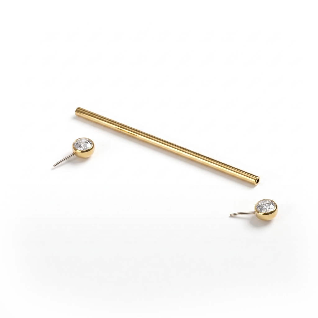 Industrial-stav af titanium med indfattede sten