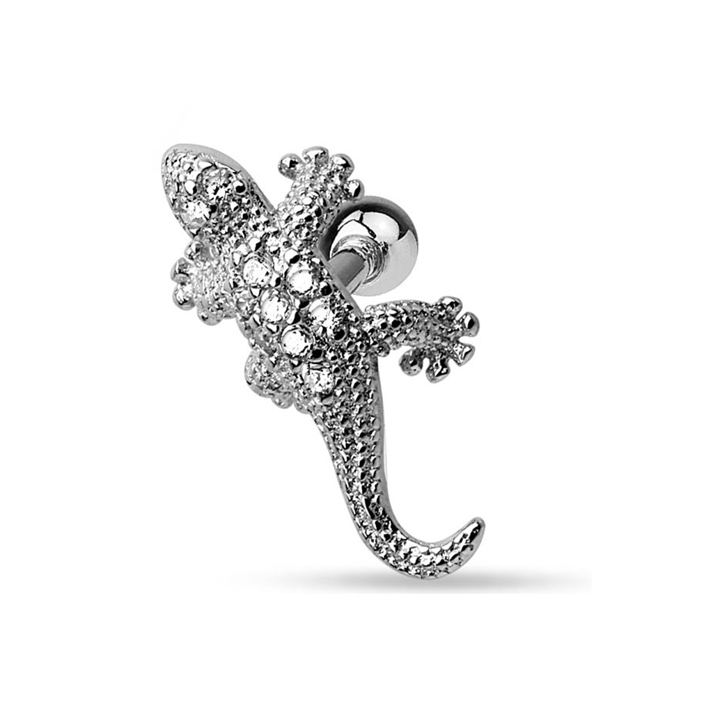 Ørepiercing med firben og sten