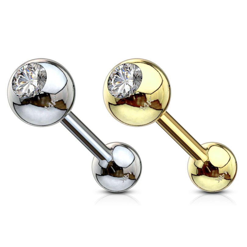 Ørepiercing af 14 karat guld med sten