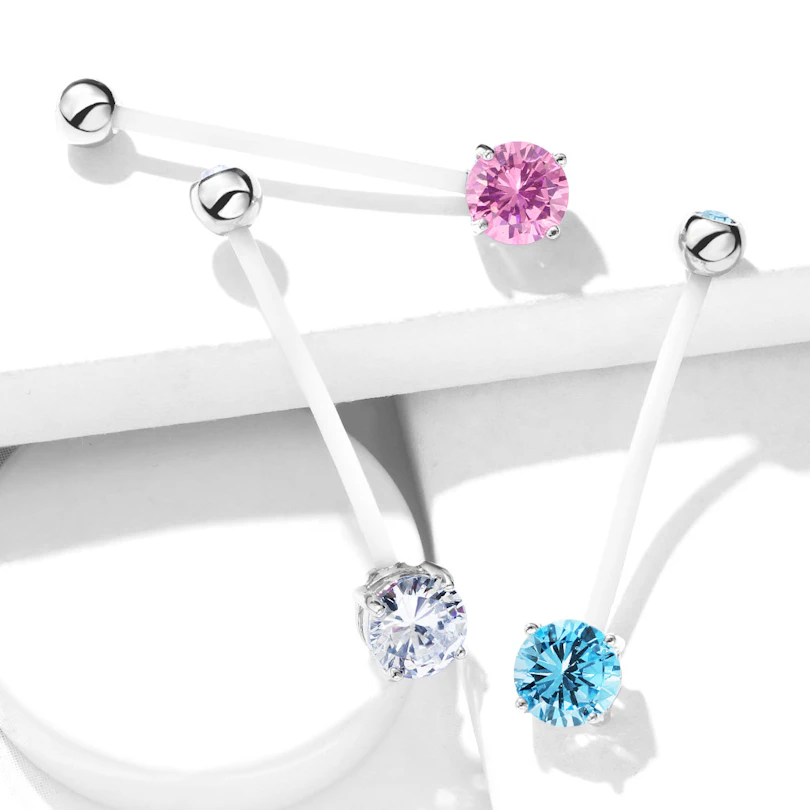 Navlepiercing til gravide med to sten i flere farver