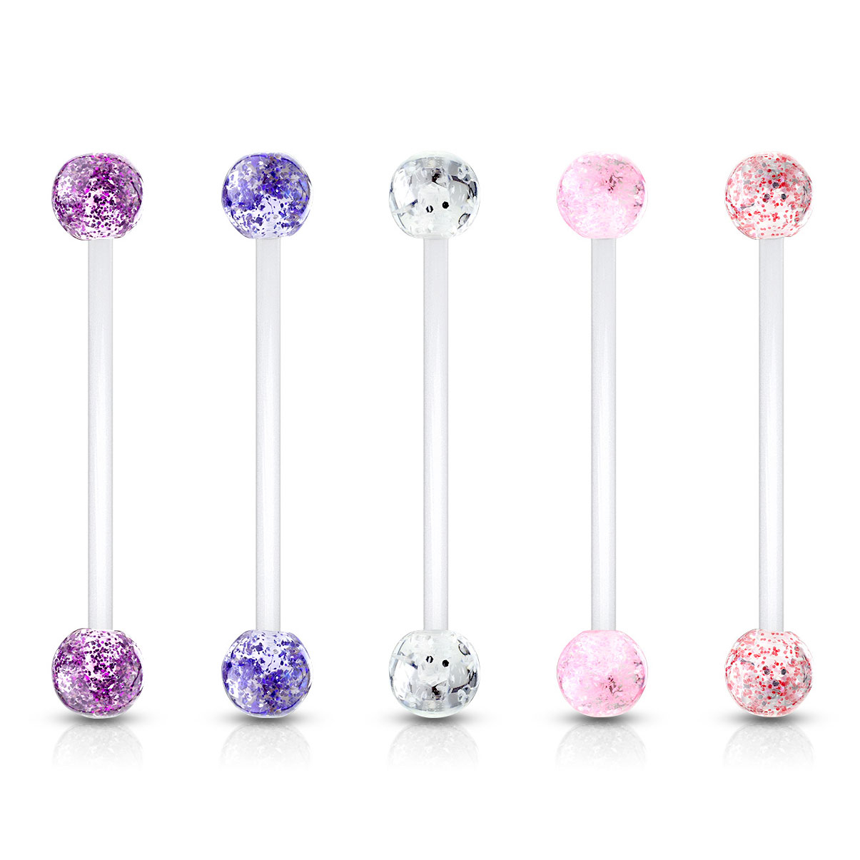 Navlepiercing til gravide med glitterkugler