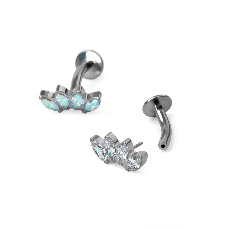 Navlesmykke af titanium med sten i marquise-design
