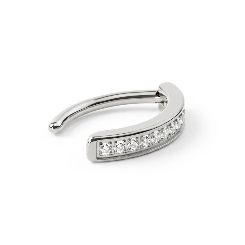 Belly clicker af titanium med sten