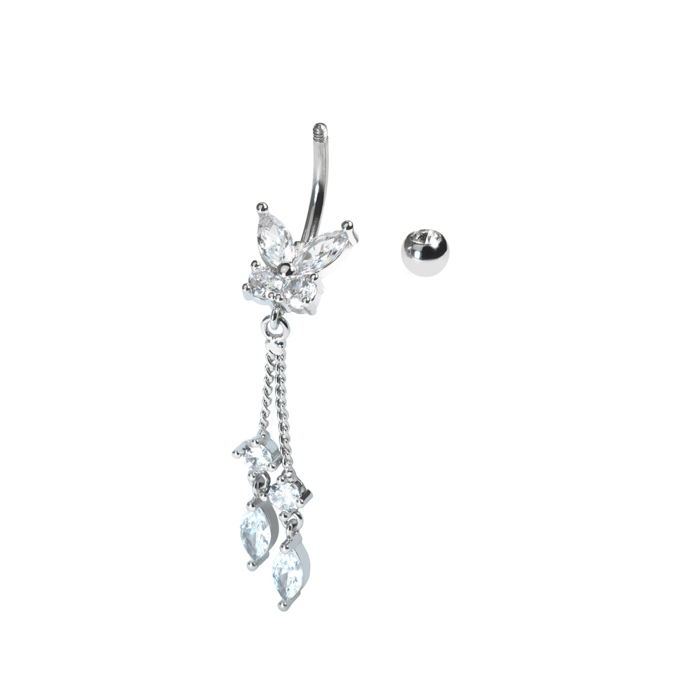 Navlering med sommerfugl og vedhæng