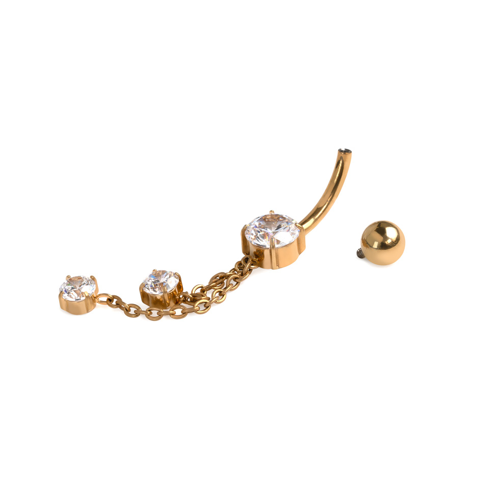 Titaniumnavlering med kæder og sten