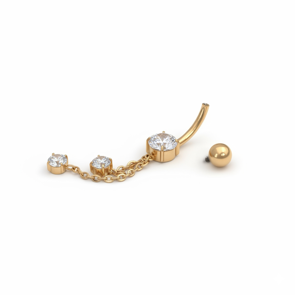 Titaniumnavlering med kæder og sten