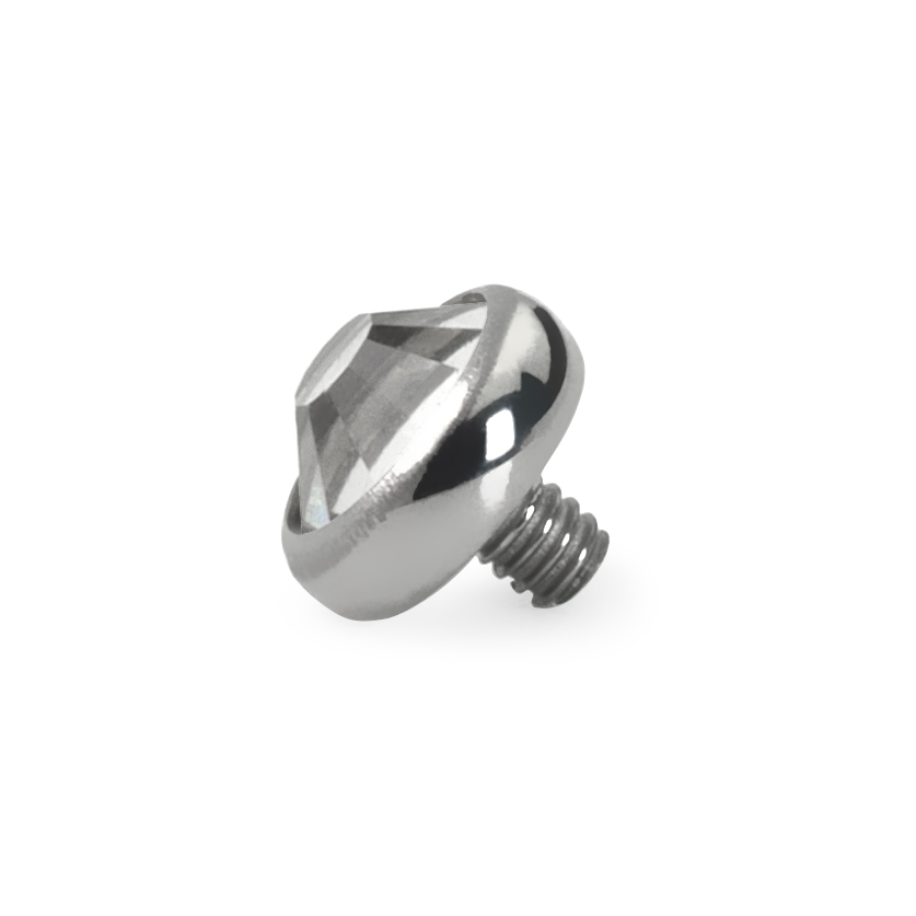 Dermal anchor af titanium med sten
