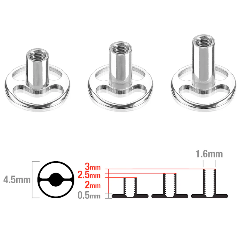 Rund dermal anchor base af titanium