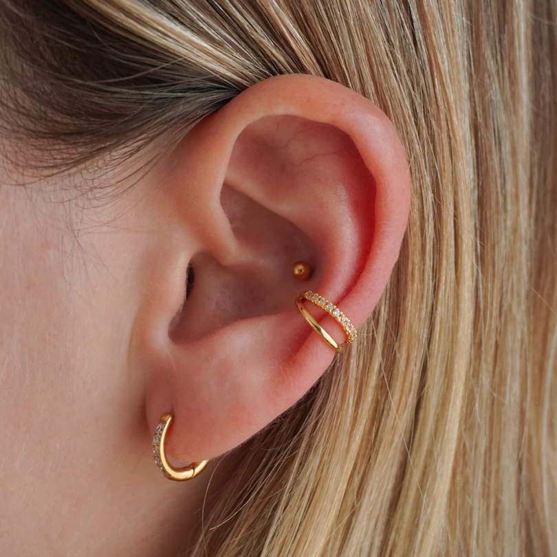 Dobbelt earcuff med sten af kubisk zirkonia