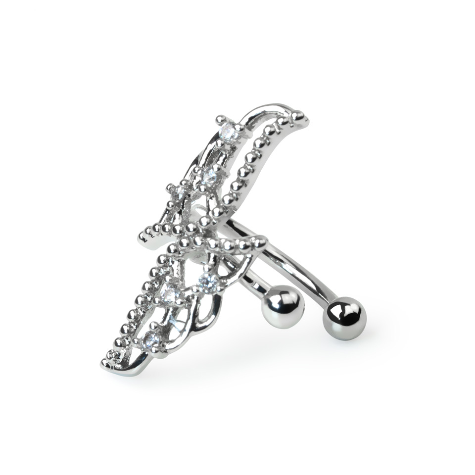 Ear cuff med vinger af kirurgisk stål - sølv