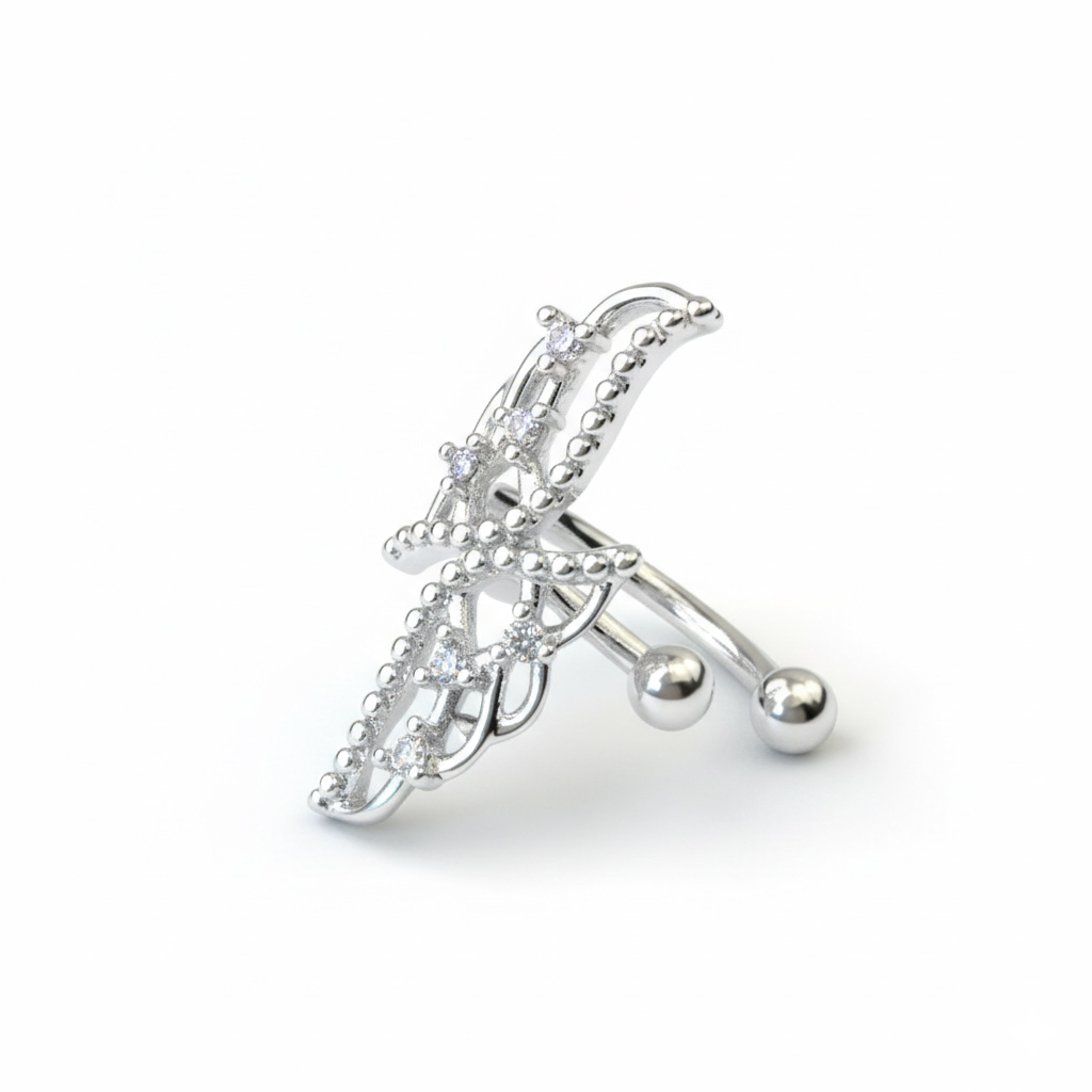 Ear cuff med vinger af kirurgisk stål - sølv