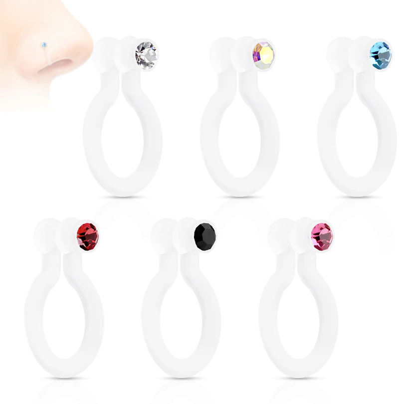 Fake næsepiercing med sten