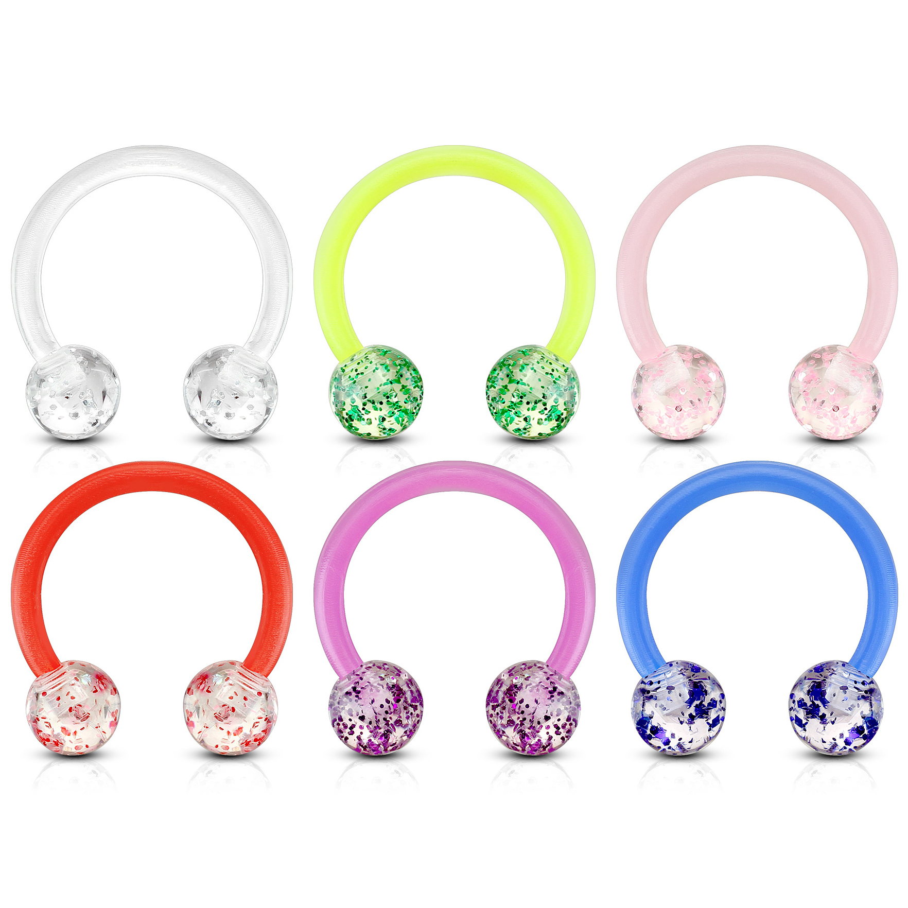 Hestesko af akryl med glitterkugler