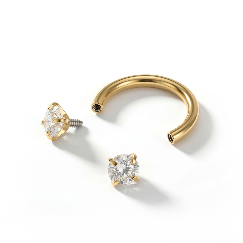 Hestesko med indvendigt gevind og runde sten