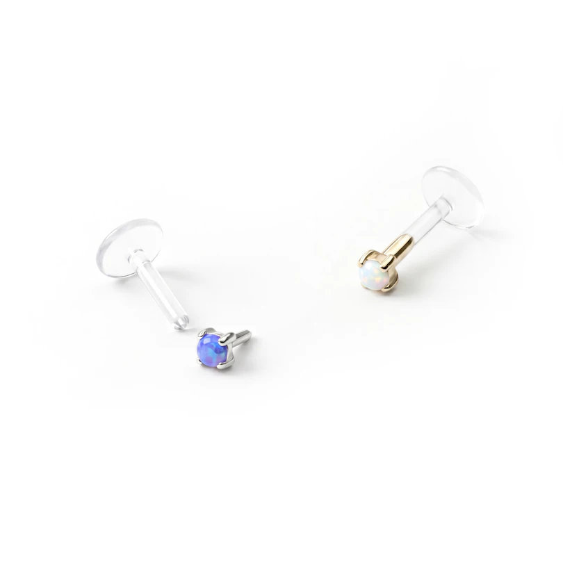 Labret af 14 karat guld med opalsten