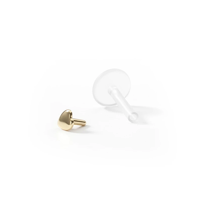 Labret af 14 karat guld med hjertetop