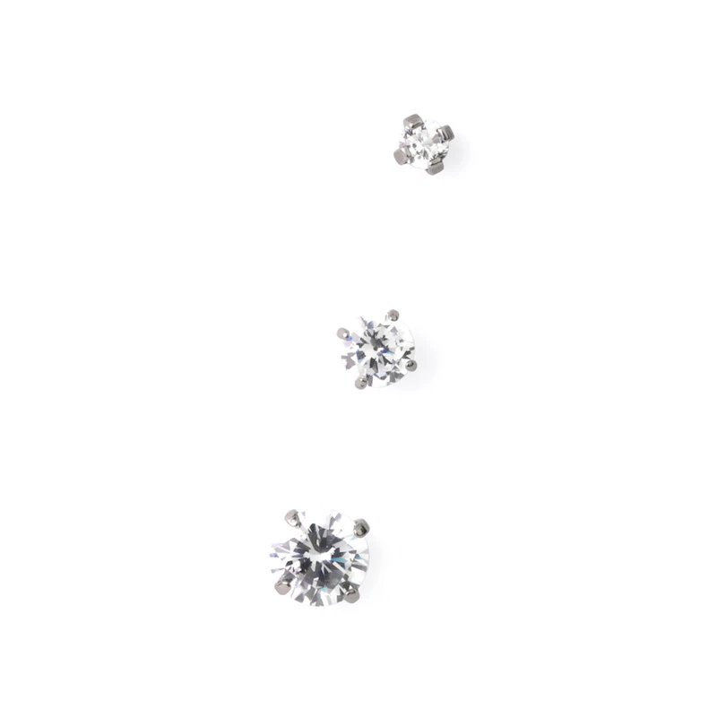 Push-in labret af titanium med sten i grabbefatning