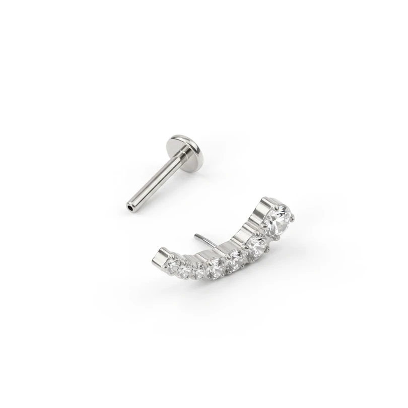 Push-in-labret af titanium med kurvet top og sten