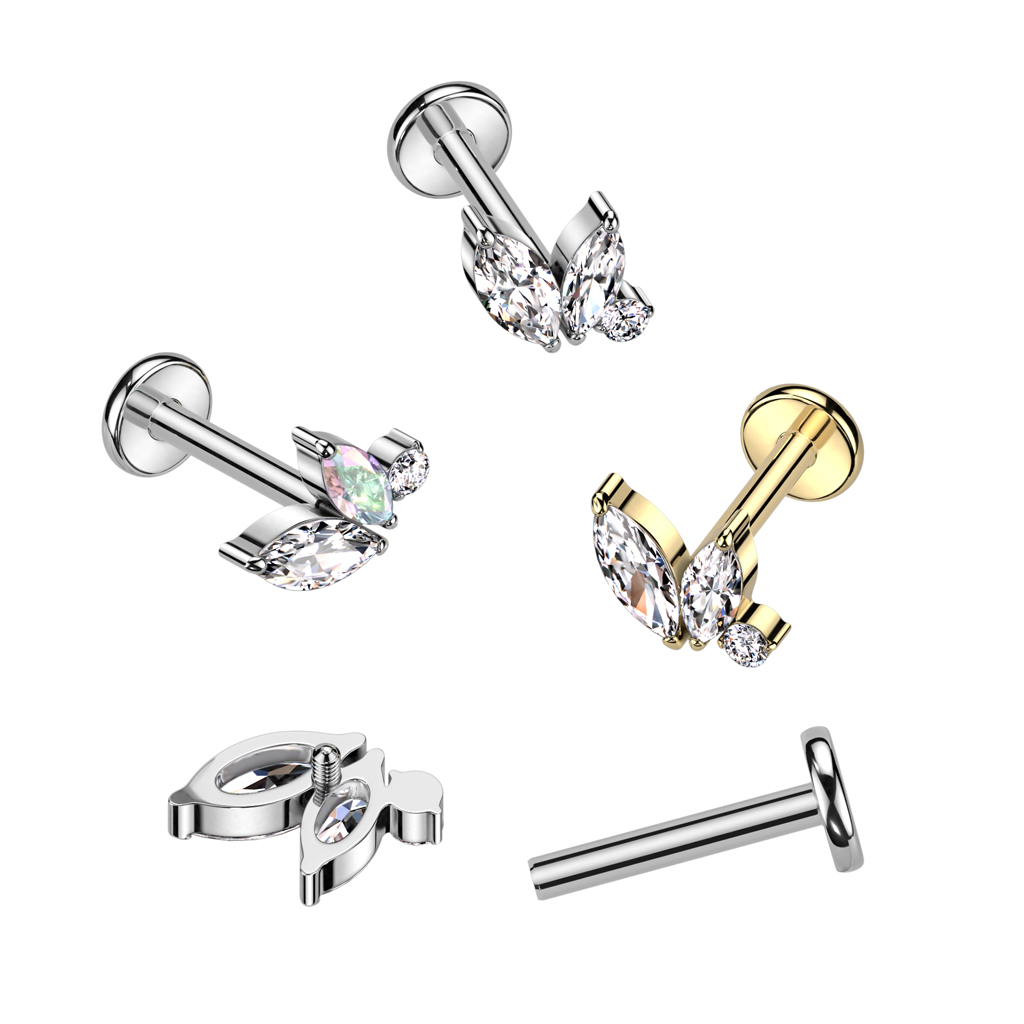 Fin labret i titanium med indvendigt gevind