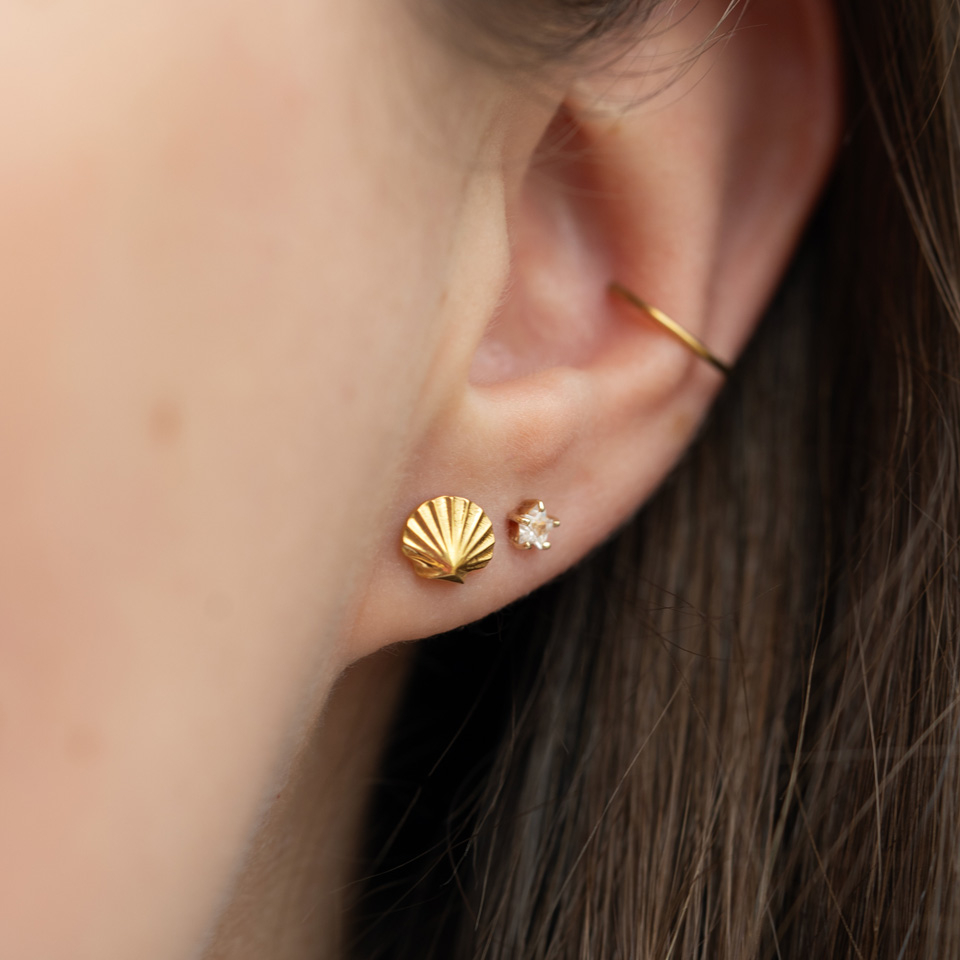 Labret i titanium med muslingeskal