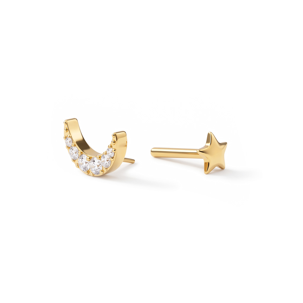 Måne-labret af titanium med stjerneformet bagende