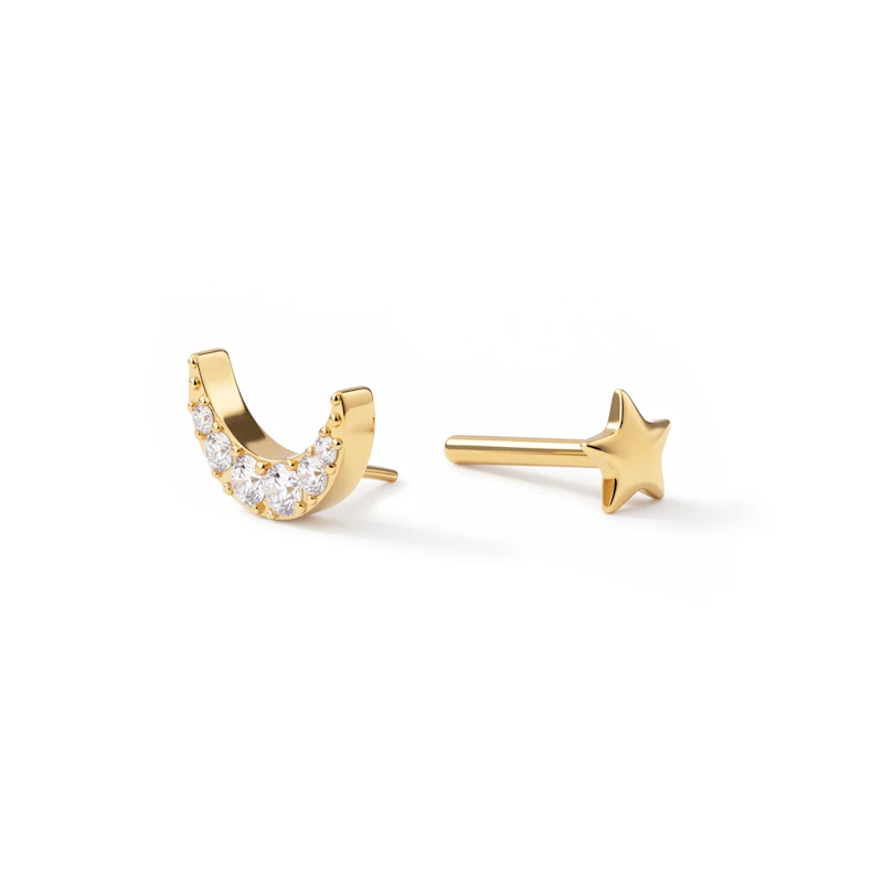 Måne-labret af titanium med stjerneformet bagende
