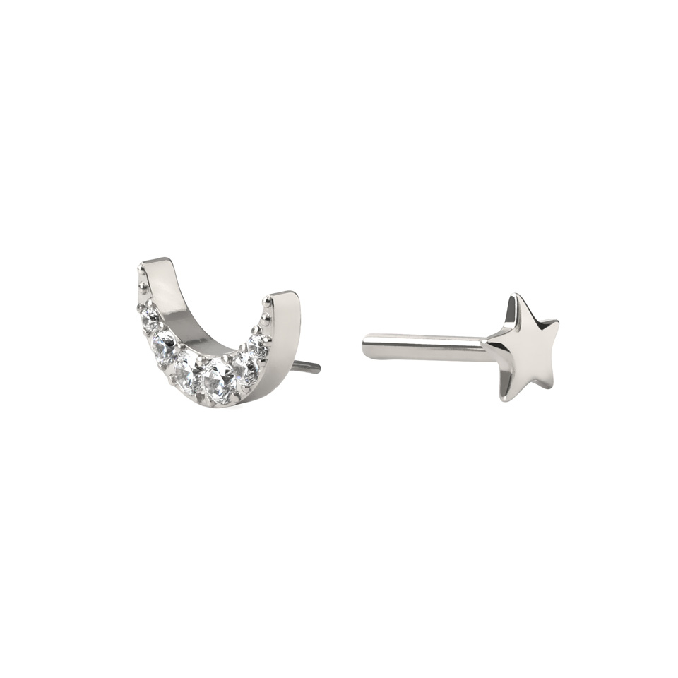 Måne-labret af titanium med stjerneformet bagende
