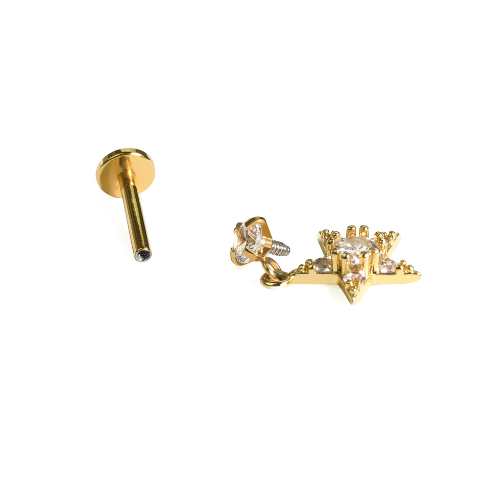 Labret med stjernevedhæng og sten