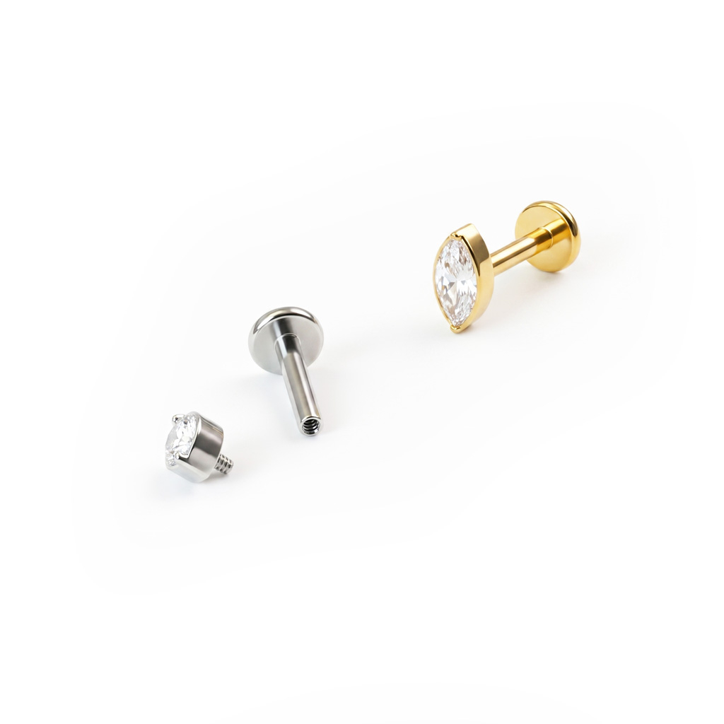 Titaniumlabret med marquise-sten