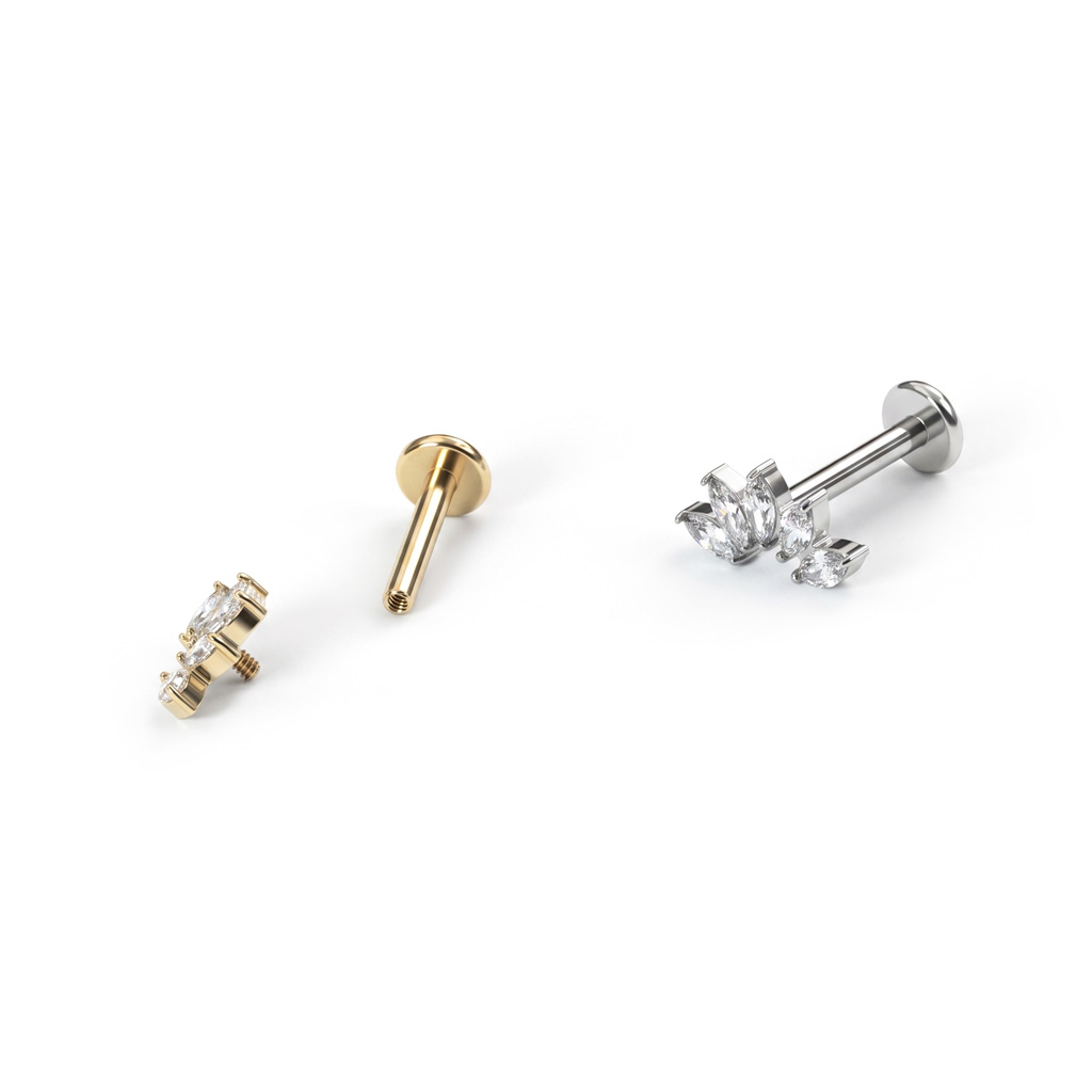 Buet titaniumlabret med 5 sten