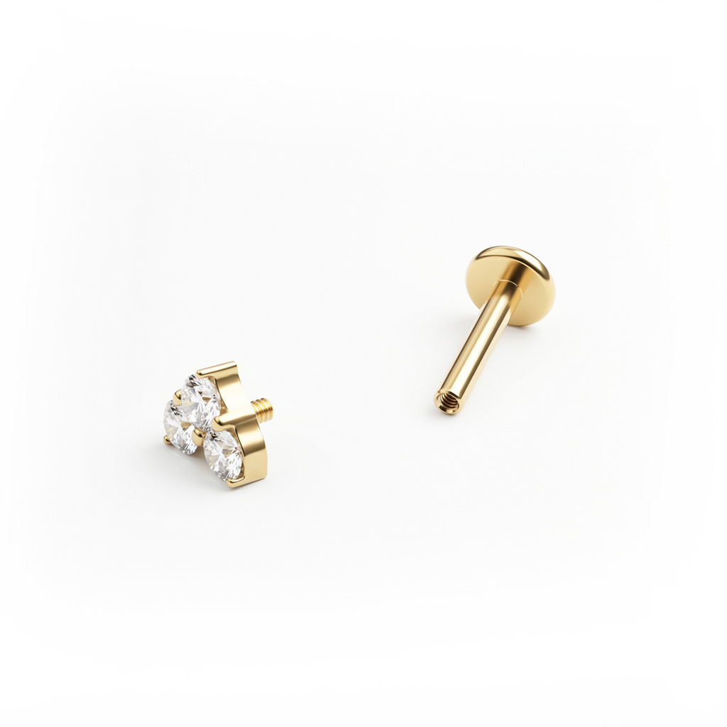 Hjerteformet titaniumlabret med sten