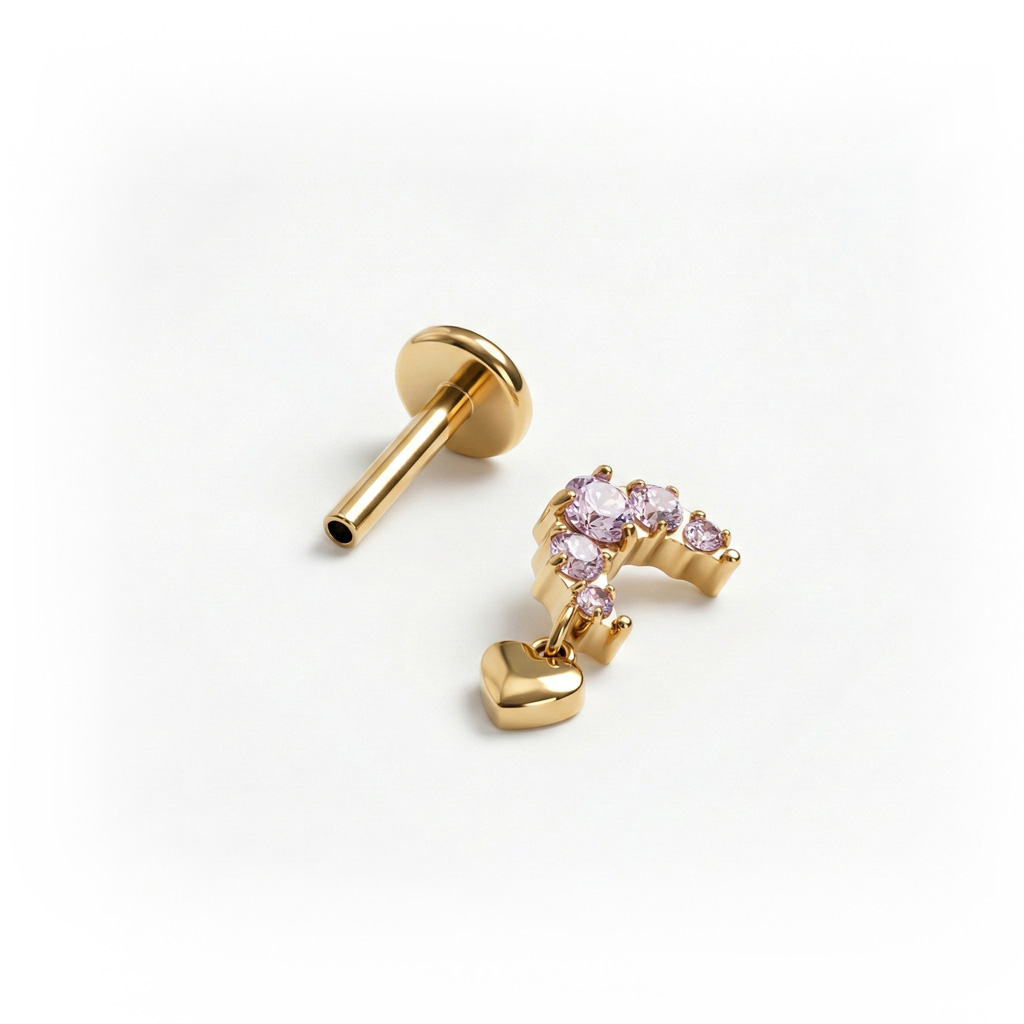 Titaniumlabret med måne og pink sten