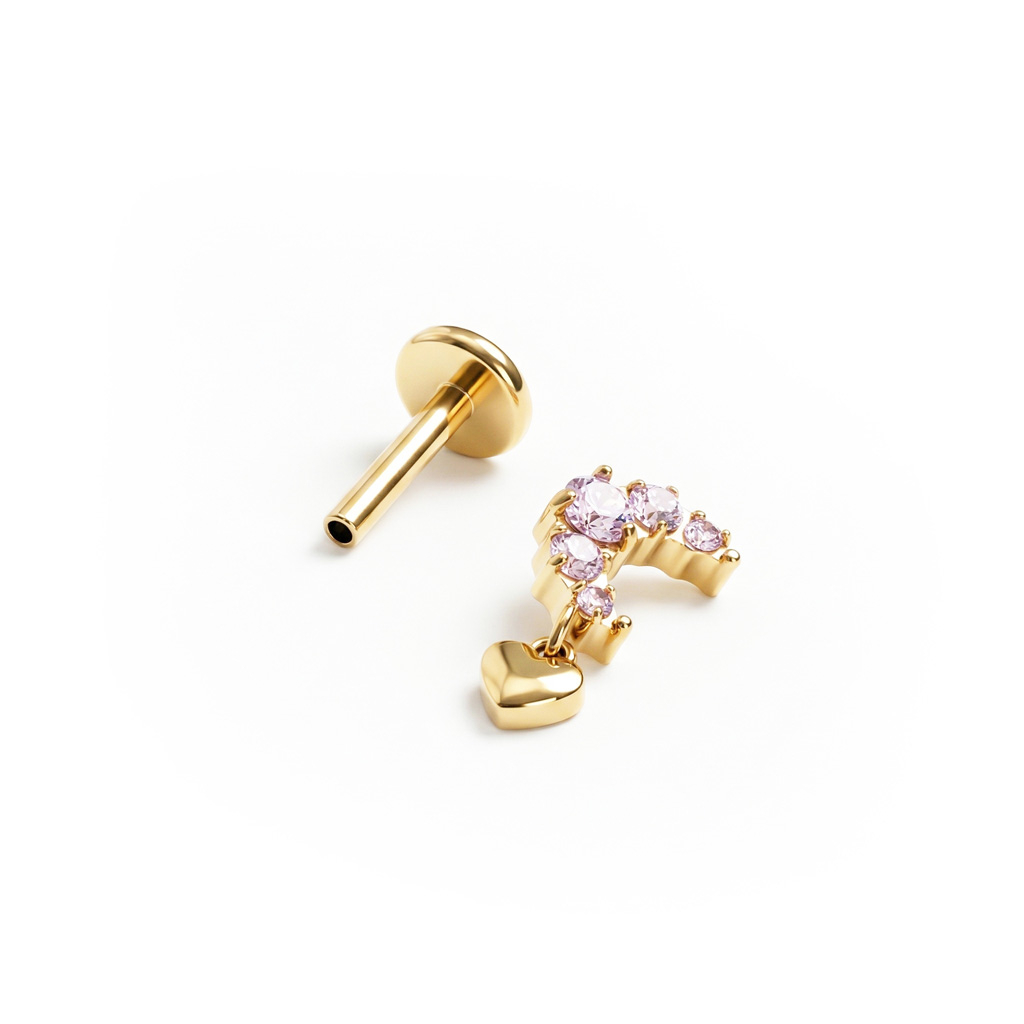 Titaniumlabret med måne og pink sten