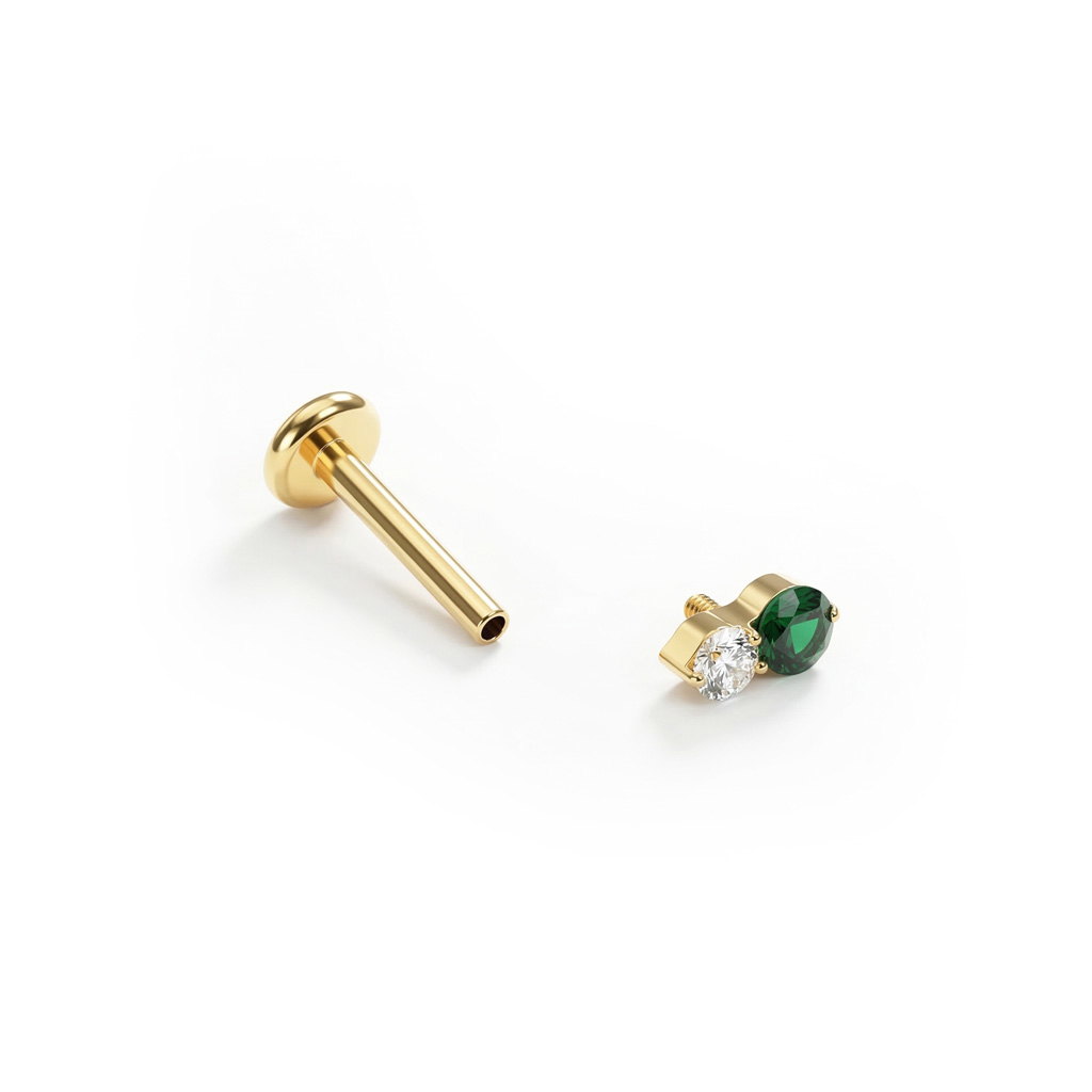 Fin titaniumlabret med to sten