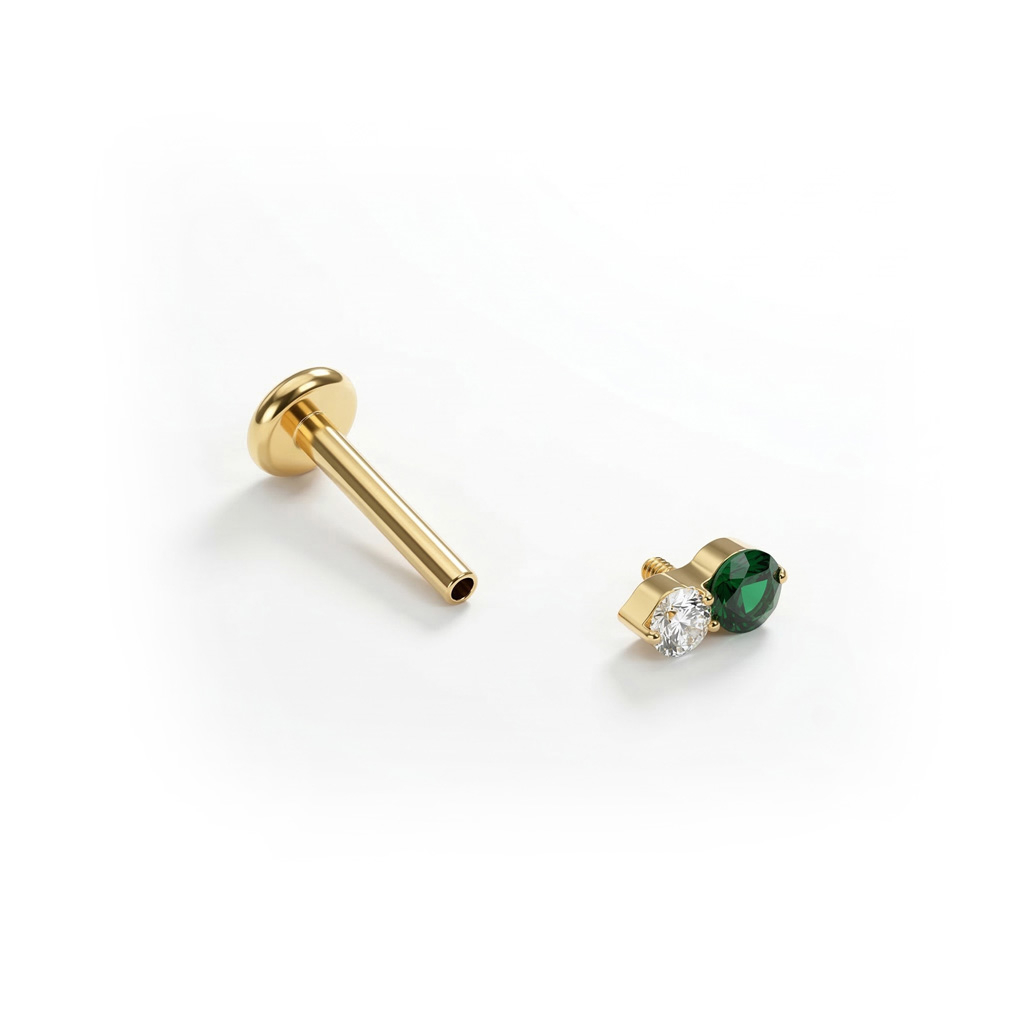 Fin titaniumlabret med to sten