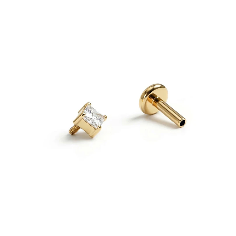 Titaniumlabret med diamantformet sten