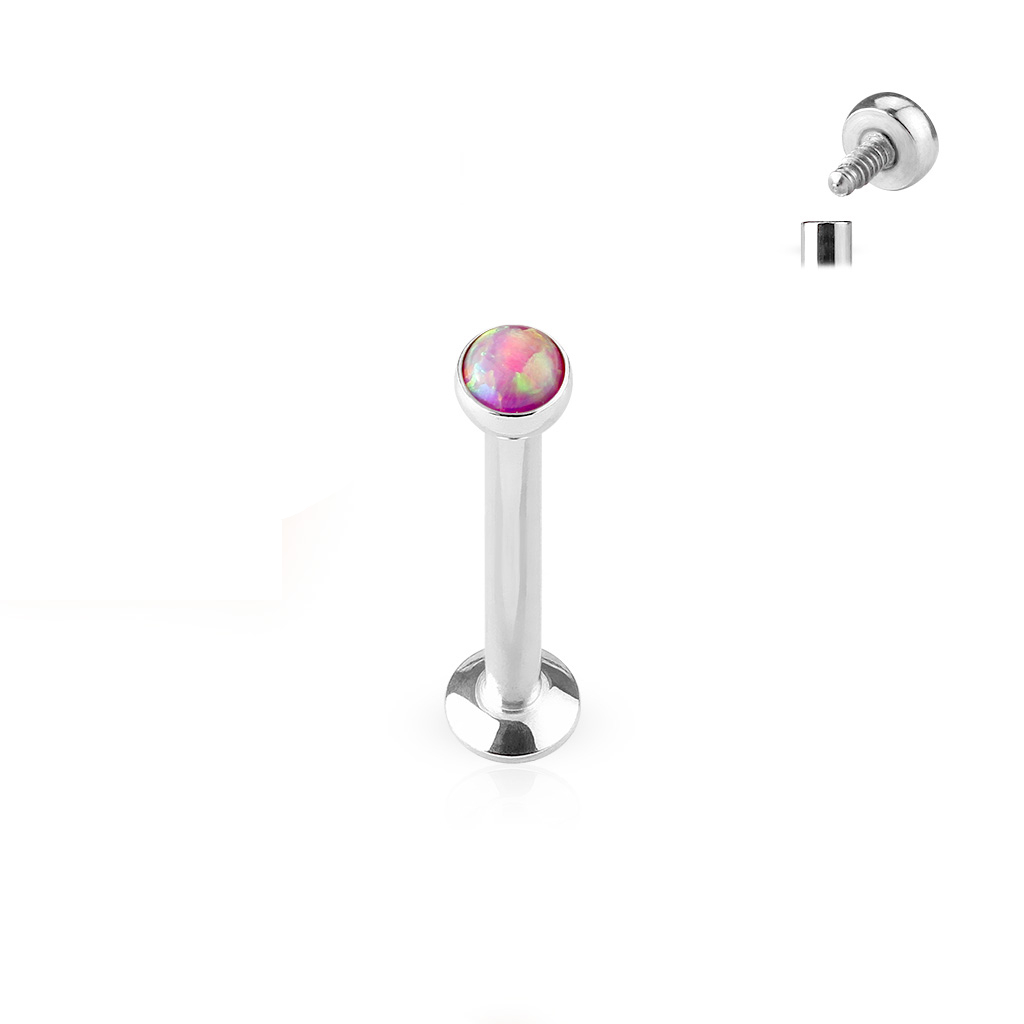 Labret med indvendigt gevind og opalkugle