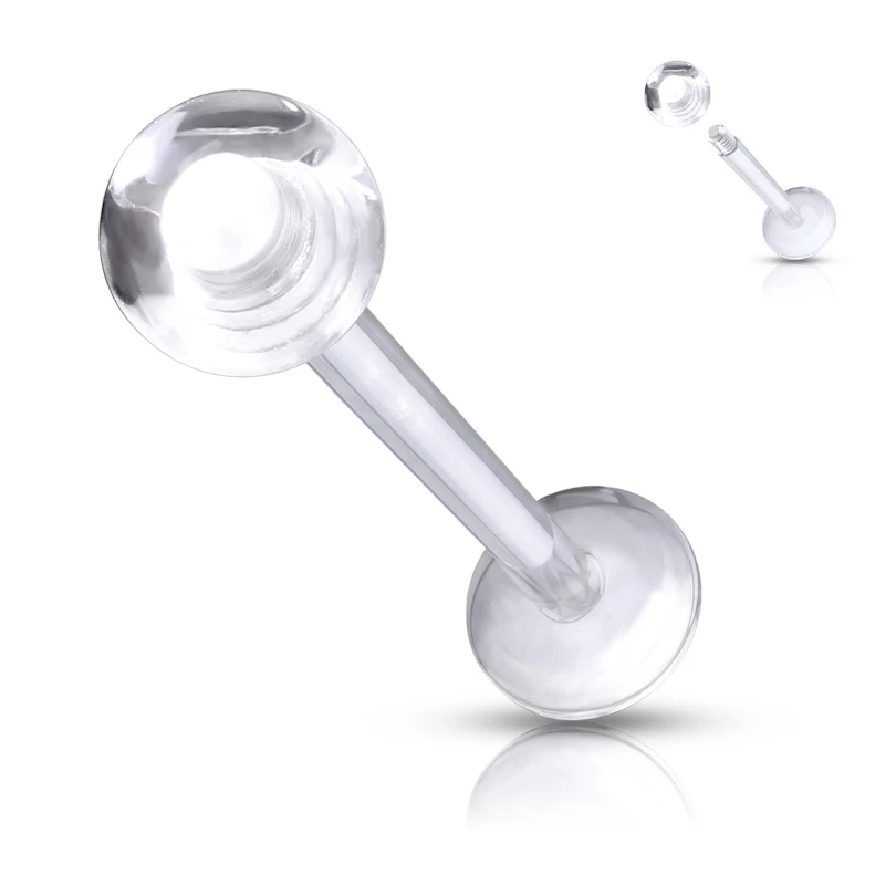 Gennemsigtig labret retainer med kugle