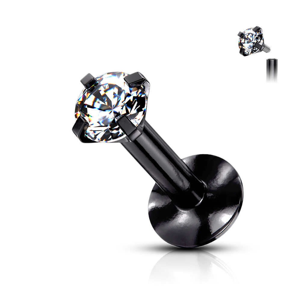 Labret med mikro sten og indvendigt skruegevind