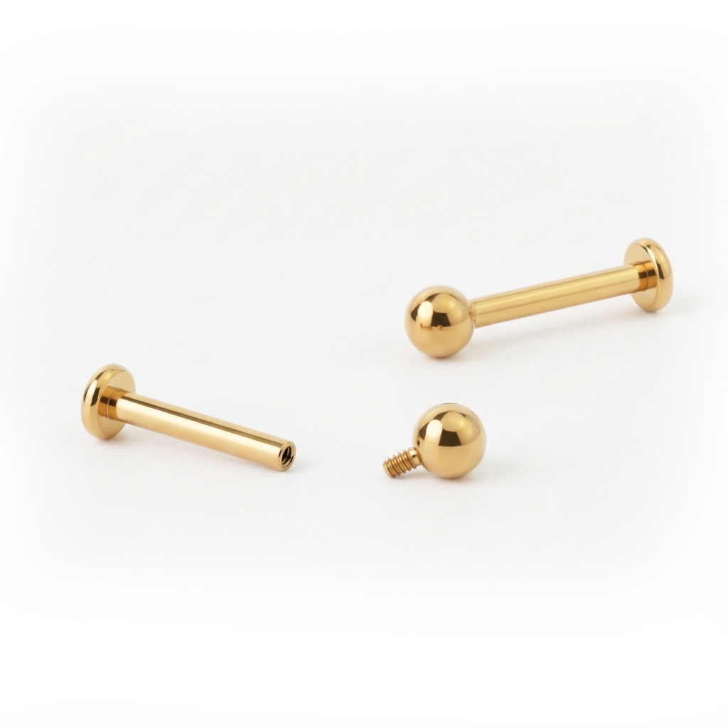 Labret af farvet titanium med indvendigt gevind