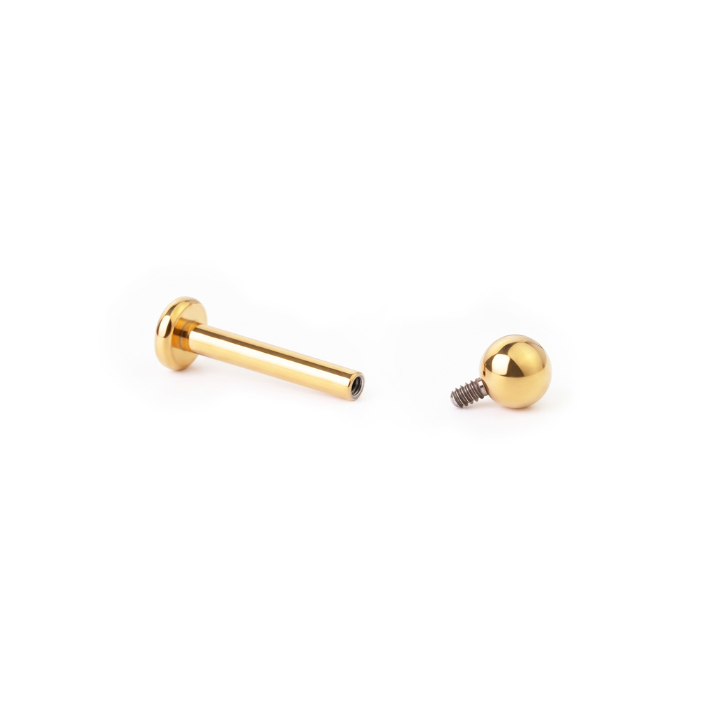 Labret af farvet titanium med indvendigt gevind